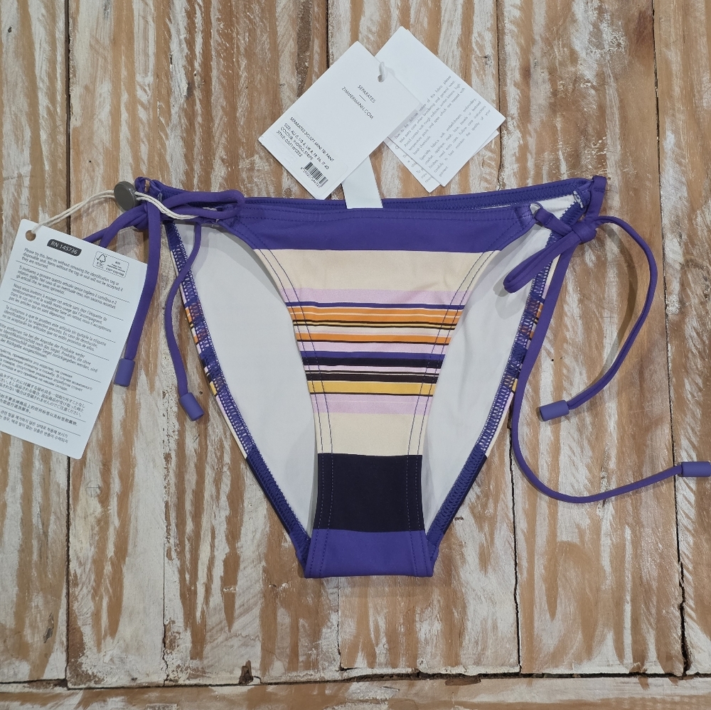 NWT‎ Zimmermann Swim Separates Mini Tri Pant String Bikini Bottoms Indigo Stripe - Picture 3 of 5